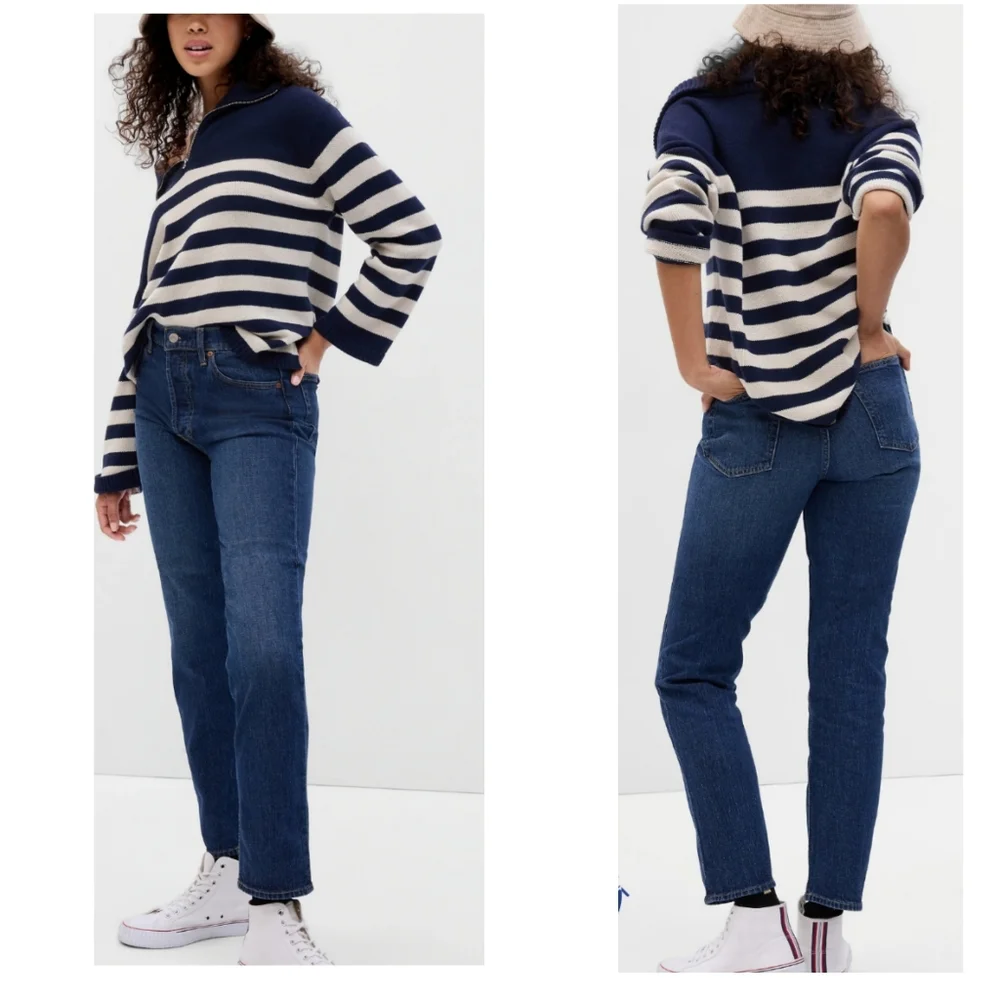 NWT Gap high rise cheeky straight jeans (Raw Hem)